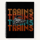 ヴィンテージレトロ列車文字蒸気機関機関車 ノートブック (正面)
