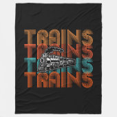 ヴィンテージレトロ列車文字蒸気機関機関車 フリースブランケット (正面)