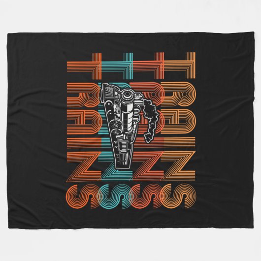 ヴィンテージレトロ列車文字蒸気機関機関車 フリースブランケット (正面(横))