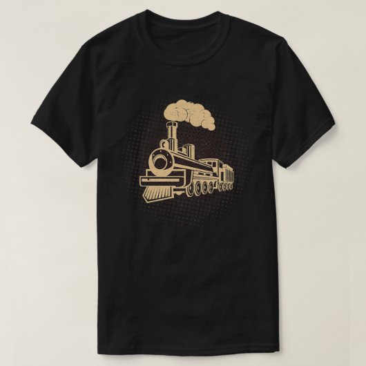 ヴィンテージレトロ列車蒸気機関車ラバーレールラ Tシャツ (デザイン正面)