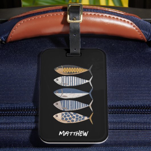 ヴィンテージレトロ動揺してサーディン,カスタム漁師 ラゲッジタグ (正面インサイチュ2)