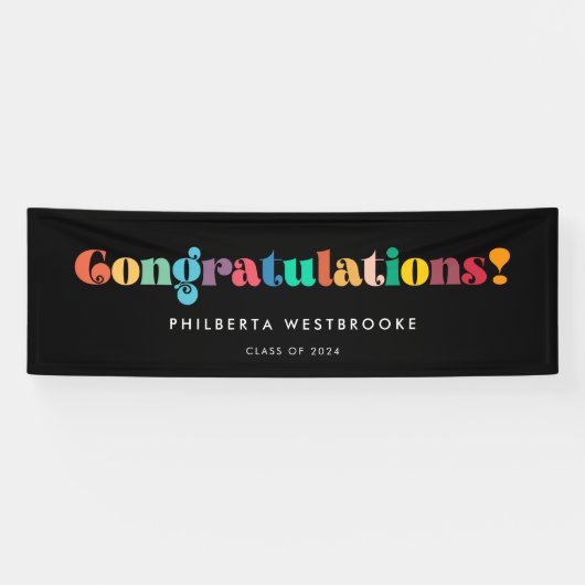ヴィンテージレトロ卒業パーティーおめでとう 横断幕 (横)