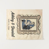 ヴィンテージレトロ古いロマンチック素朴プロポーショ結婚ンの タペストリー (正面(横))