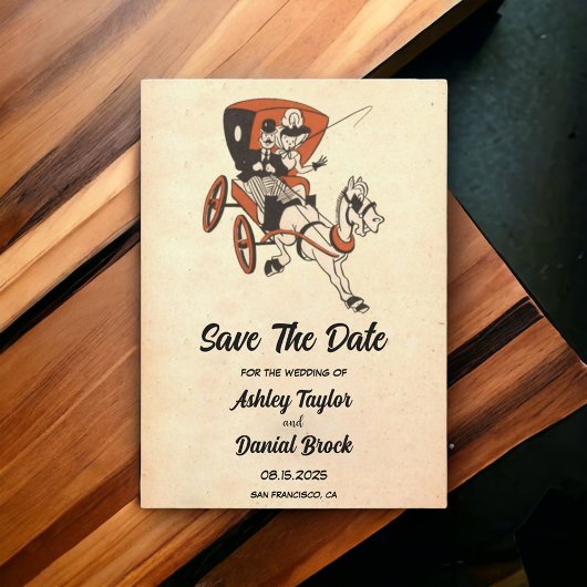 ヴィンテージレトロ古い50s素朴結婚式の日付を保存 招待状