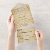 ヴィンテージレトロ古いSheet Music 素朴 Note結婚の オールインワン招待状 (貼ってはがせる)