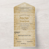 ヴィンテージレトロ古いSheet Music 素朴 Note結婚の オールインワン招待状 (内側)