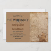 ヴィンテージレトロ古代マップオールドシッククラシック結婚ズ 招待状 (正面)