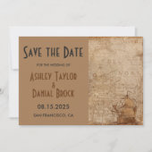 ヴィンテージレトロ古代マップシップクラシック結婚ズ セーブザデート (正面)