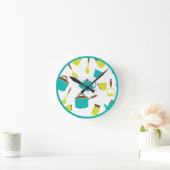 ヴィンテージレトロ台所用具ティーポットパン ラウンド壁時計 (ホーム)