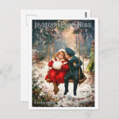 ヴィンテージレトロ図解入りの、写真付きのロンドンニュースクリスマス ポストカード (正面/裏面)