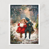 ヴィンテージレトロ図解入りの、写真付きのロンドンニュースクリスマス ポストカード (正面)