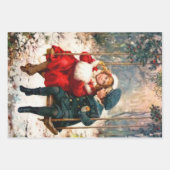 ヴィンテージレトロ図解入りの、写真付きのロンドンニュースクリスマス ラッピングペーパーシート (正面3)