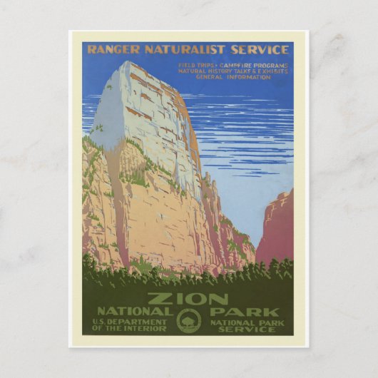 ヴィンテージレトロ国立公園トラベルツーリズム ポストカード (正面)