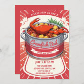 ヴィンテージレトロ夏シーフードクロウフィッシュ沸騰パーティー 招待状 (正面/裏面)
