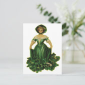 ヴィンテージレトロ女ビクトリアン性ラッキークローバーガール ポストカード (スタンド正面)