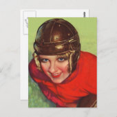 ヴィンテージレトロ女子サッカーグリディロンガール ポストカード (正面/裏面)