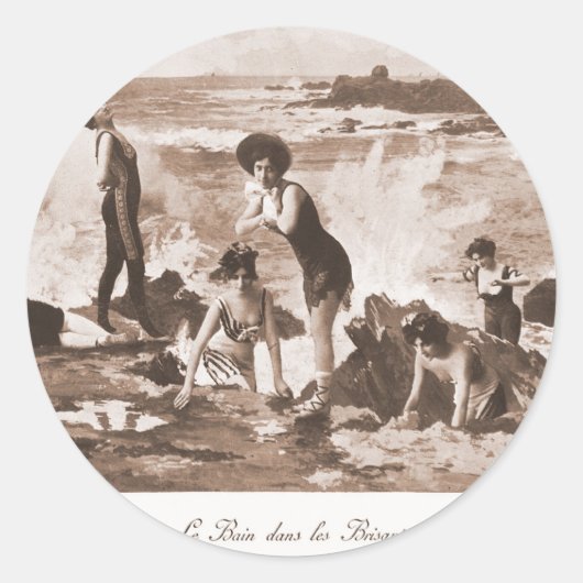 ヴィンテージレトロ女子フランスの女子ビクトリアンシーサイド ラウンドシール (正面)