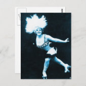 ヴィンテージレトロ女子ローラースケートクイーン ポストカード (正面/裏面)