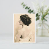 ヴィンテージレトロ女子美術写真若女 ポストカード (スタンド正面)