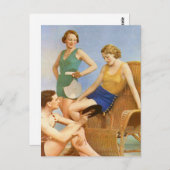 ヴィンテージレトロ女子30s水着パーティー ポストカード (正面/裏面)
