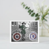 ヴィンテージレトロ女子7月4日ガールスカウト&バイク ポストカード (スタンド正面)