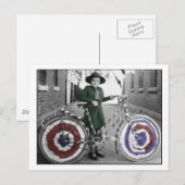 ヴィンテージレトロ女子7月4日ガールスカウト&バイク ポストカード (正面/裏面)