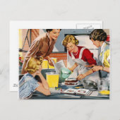 ヴィンテージレトロ女性とケーキを焼こう ポストカード (正面/裏面)