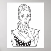 ヴィンテージレトロ女性は静かに滞在するジェスチャリング ポスター (正面)