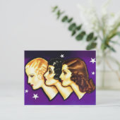 ヴィンテージレトロ女性アールデコ3人の女性 ポストカード (スタンド正面)