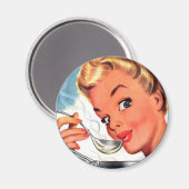 ヴィンテージレトロ女性キッチュ・スープ準備!広告 マグネット (正面/裏面)