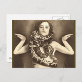 ヴィンテージレトロ女性サイドショースネークシャーマー ポストカード (正面/裏面)