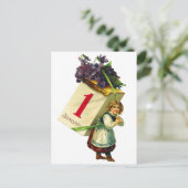 ヴィンテージレトロ女性ハッピーニューイヤーガール シーズンポストカード (スタンド正面)