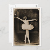 ヴィンテージレトロ女性バレエダンサー女性 ポストカード (正面/裏面)