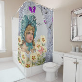 ヴィンテージレトロ女性フローラシャワーカーテン シャワーカーテン (インサイチュ)