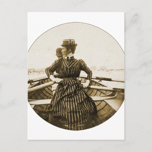 ヴィンテージレトロ女性写真行Row Your Boat ポストカード (正面)