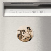 ヴィンテージレトロ女性機関銃兵ガール マグネット (インサイチュ (食洗機))