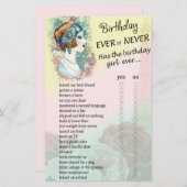 ヴィンテージレトロ女性誕生日がゲームを繰り返すか行わない (正面/裏面)