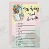 ヴィンテージレトロ女性誕生日単語スクランブルゲーム (正面/裏面)