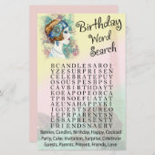 ヴィンテージレトロ女性誕生日単語検索ゲーム (正面/裏面)