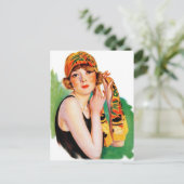 ヴィンテージレトロ女性20sデコフラッパーガールピンアップ ポストカード (スタンド正面)