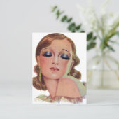 ヴィンテージレトロ女性20sメイクアップアイシャドーガール ポストカード (スタンド正面)