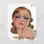ヴィンテージレトロ女性20sメイクアップアイシャドーガール ポストカード (正面/裏面)