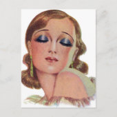 ヴィンテージレトロ女性20sメイクアップアイシャドーガール ポストカード (正面)