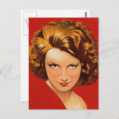 ヴィンテージレトロ女性20s女性のポートレート ポストカード (正面/裏面)