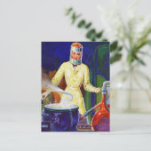 ヴィンテージレトロ女性30sパルプレディ女性科学者 ポストカード (スタンド正面)