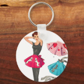 ヴィンテージレトロ女性50sファッションプードルスカートエプロン キーホルダー (正面)