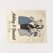 ヴィンテージレトロ婚約リングや輪50おもしろいs結婚 タペストリー (正面(横))