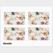 ヴィンテージレトロ子誕生日招待状 長方形シール (シート)