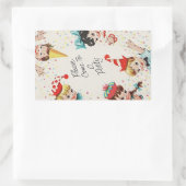 ヴィンテージレトロ子誕生日招待状 長方形シール (バッグ)