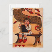 ヴィンテージレトロ学ズラブバレンタインカード シーズンポストカード (正面/裏面)